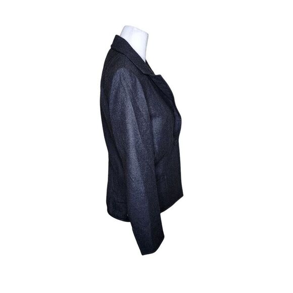 Vintage 1990s Satin Lined Double Button Work Blazer Womens Size M Gray - Picture 3 of 5